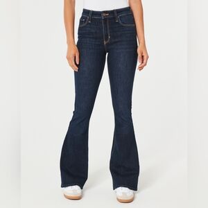 Hollister Women's High-Rise Dark Wash Flare Jeans Classic Stretch Size 12 Long